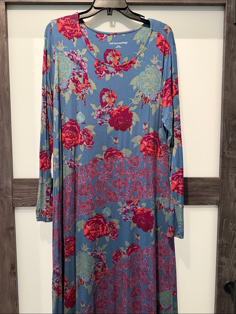 Soft Surroundings Blue Floral and Paisley Long Sleeve Maxi Dress - Picture 1 of 4